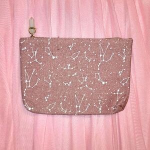 NEW Ipsy makeup bag; dusty rose; constellation print; quartz accent; blue lining